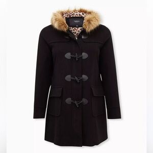 Torrid Ponte Toggle Coat Parka Full Zip With Hood Animal Cougar Plus Size 4X